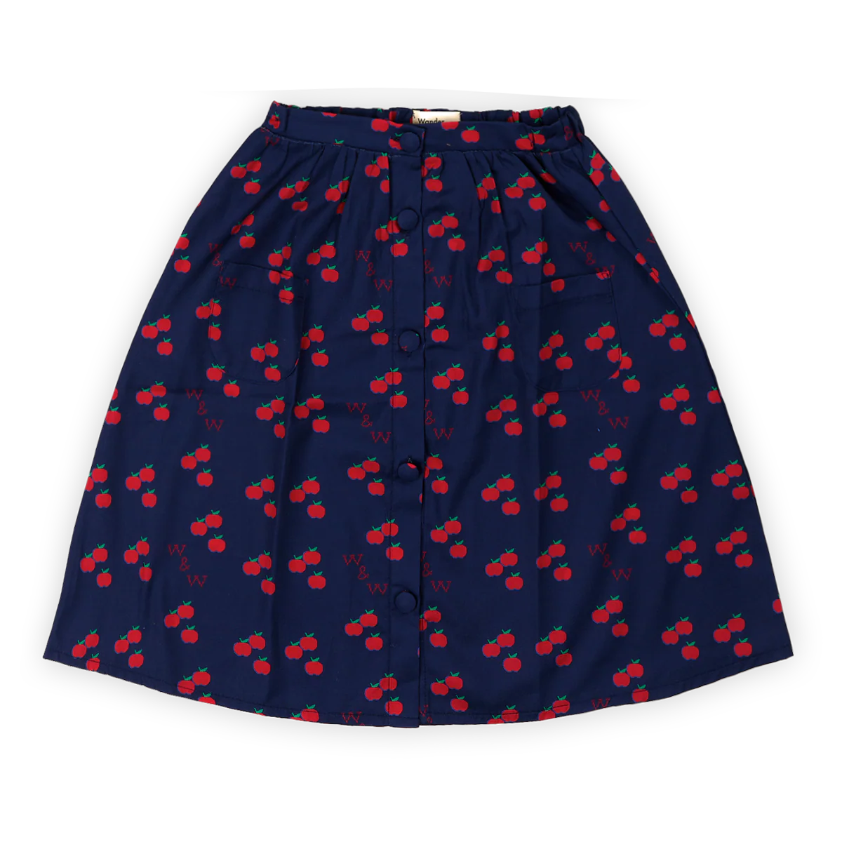 WANDER & WONDER NAVY APPLE PRINT SKIRT [FINAL SALE]