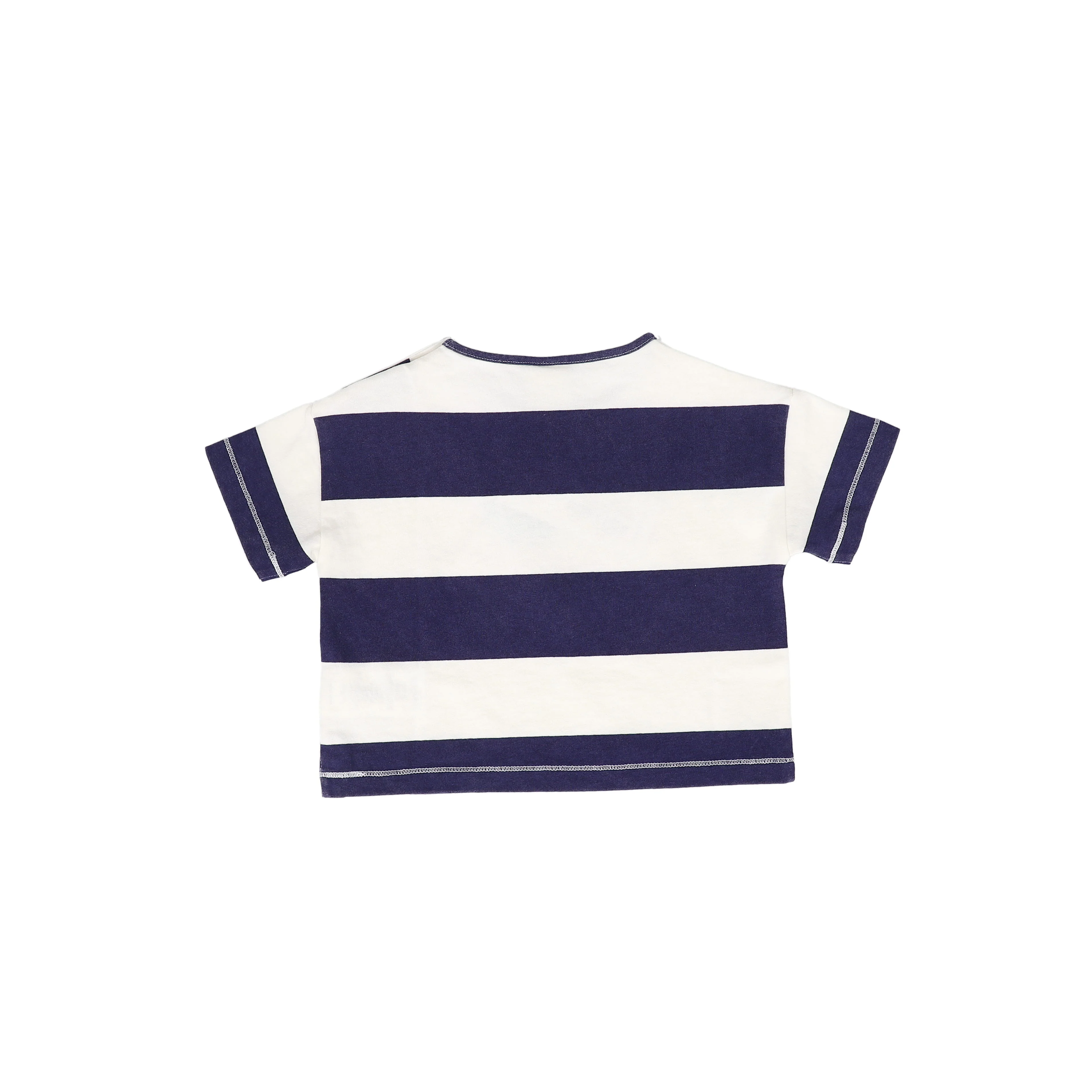 WYNKEN NAVY/WHITE STRIPED WORDED TEE - Image 2