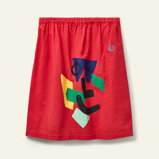 WYNKEN RED GRAPHIC FLARE SKIRT [FINAL SALE]